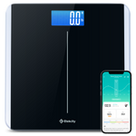 Etekcity Smart Body Weight Scale with VeSync app on smartphone 