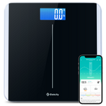 Etekcity Smart Body Weight Scale with VeSync app on smartphone