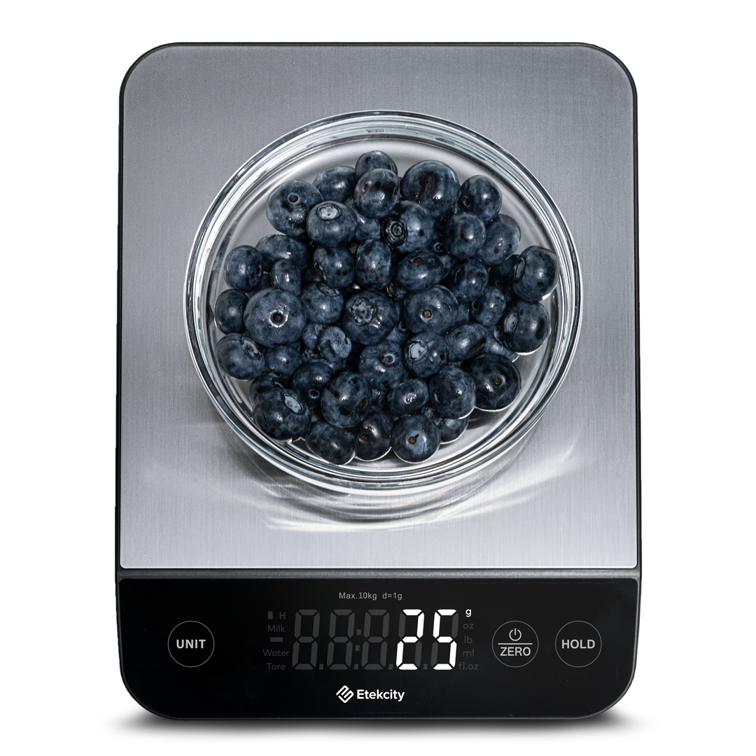 Etekcity Luminary™ Kitchen Scale with bowl of blueberries on top