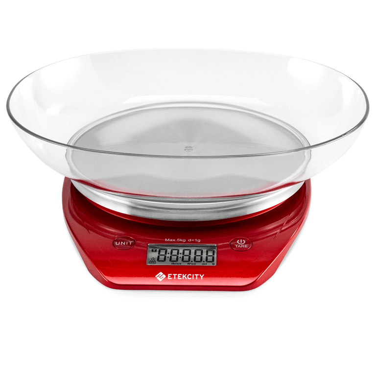 EK5150 Digital Kitchen Scale with Bowl - Etekcity Digital Kitchen Scale in red