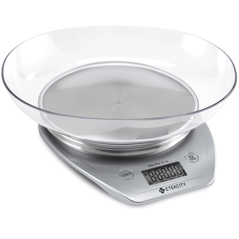 EK5150 Digital Kitchen Scale with Bowl - Etekcity Digital Kitchen Scale in silver