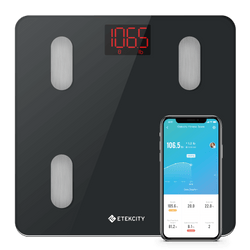 ESF14 Smart Fitness Scale - Etekcity Smart Fitness Scale with VeSync app on smartphone 