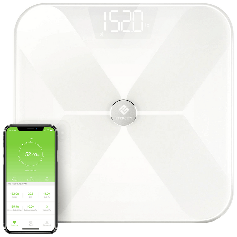ESF17 Smart Fitness Scale - Etekcity Smart Fitness Scale with VeSync app on smartphone