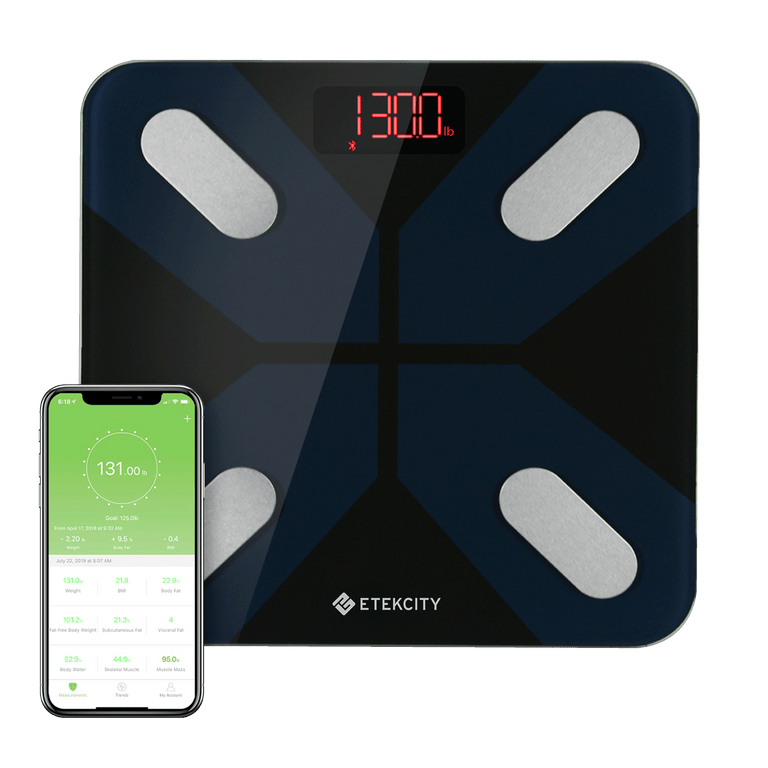 Etekcity Smart Fitness Scale with VeSync app on smartphone 