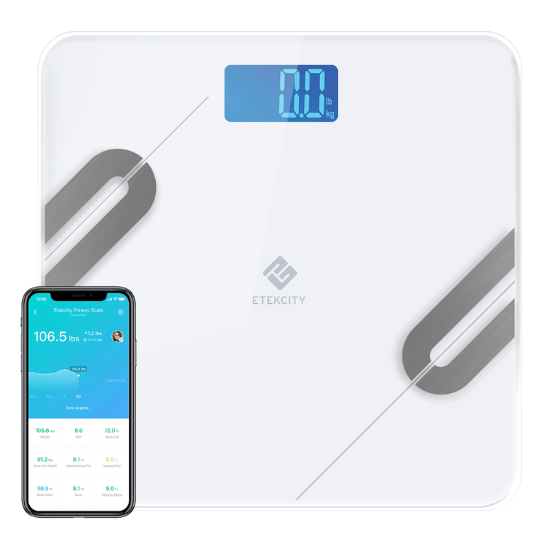 Etekcity Smart Fitness Scale with VeSync app on smartphone 