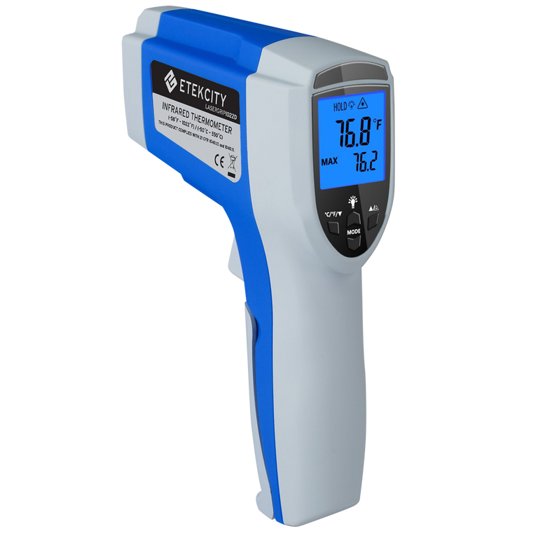 Lasergrip 1022 Infrared Thermometer - Angled view of Etekcity Lasergrip 1022 Infrared Thermometer