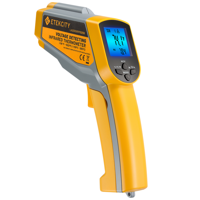Lasergrip 1025D Voltage Detecting Infrared Thermometer - Angled view of Etekcity Voltage Detecting Infrared Thermometer
