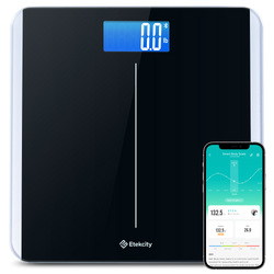 ESB-591 Smart Body Weight Scale - Etekcity Smart Body Weight Scale with VeSync app on smartphone 