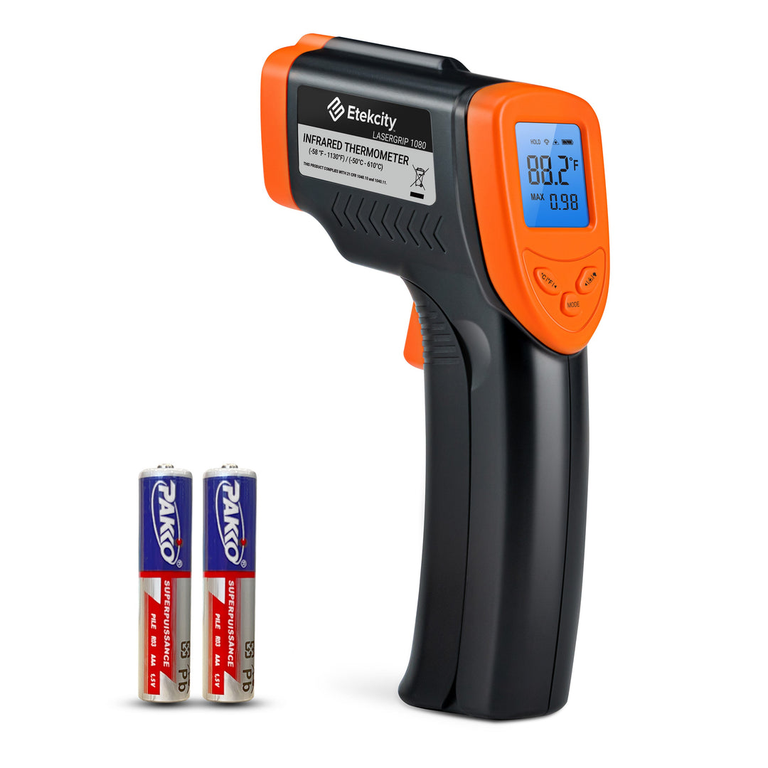 Etekcity Infrared Thermometer in black and orange 
