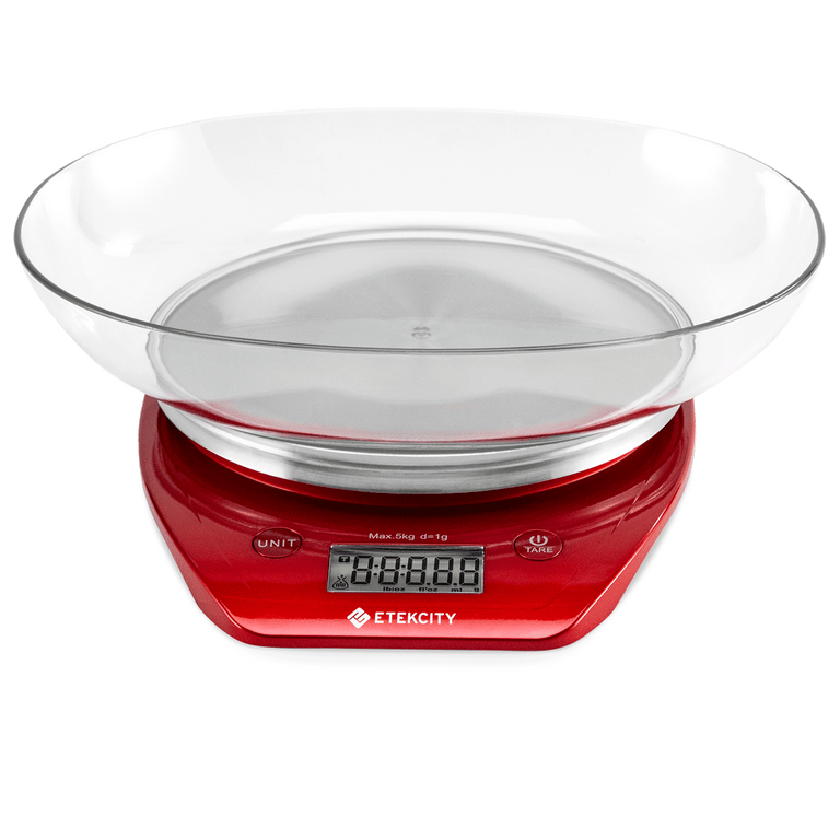 Etekcity Food Kitchen Scale, Digital Weight Grams and Oz for Cooking,  Baking, Meal Prep, and Diet, 11lb/5kg, Red