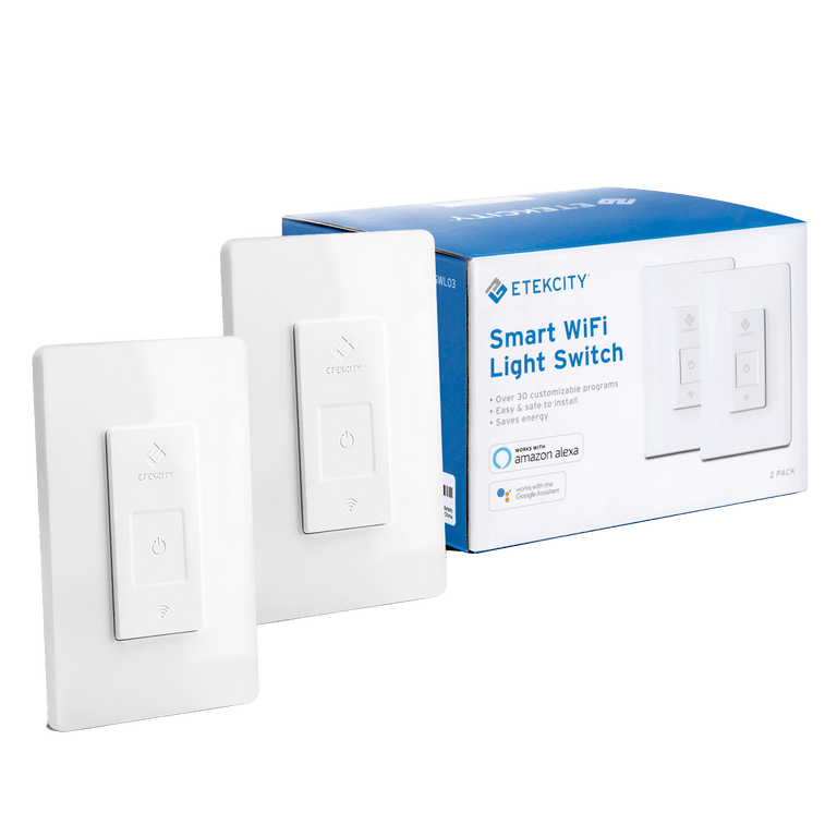 2 Etekcity Smart Wi-Fi 3-Way Light Switches with the packaging box 
