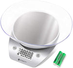 Etekcity Digital Kitchen Scale in silver with batteries