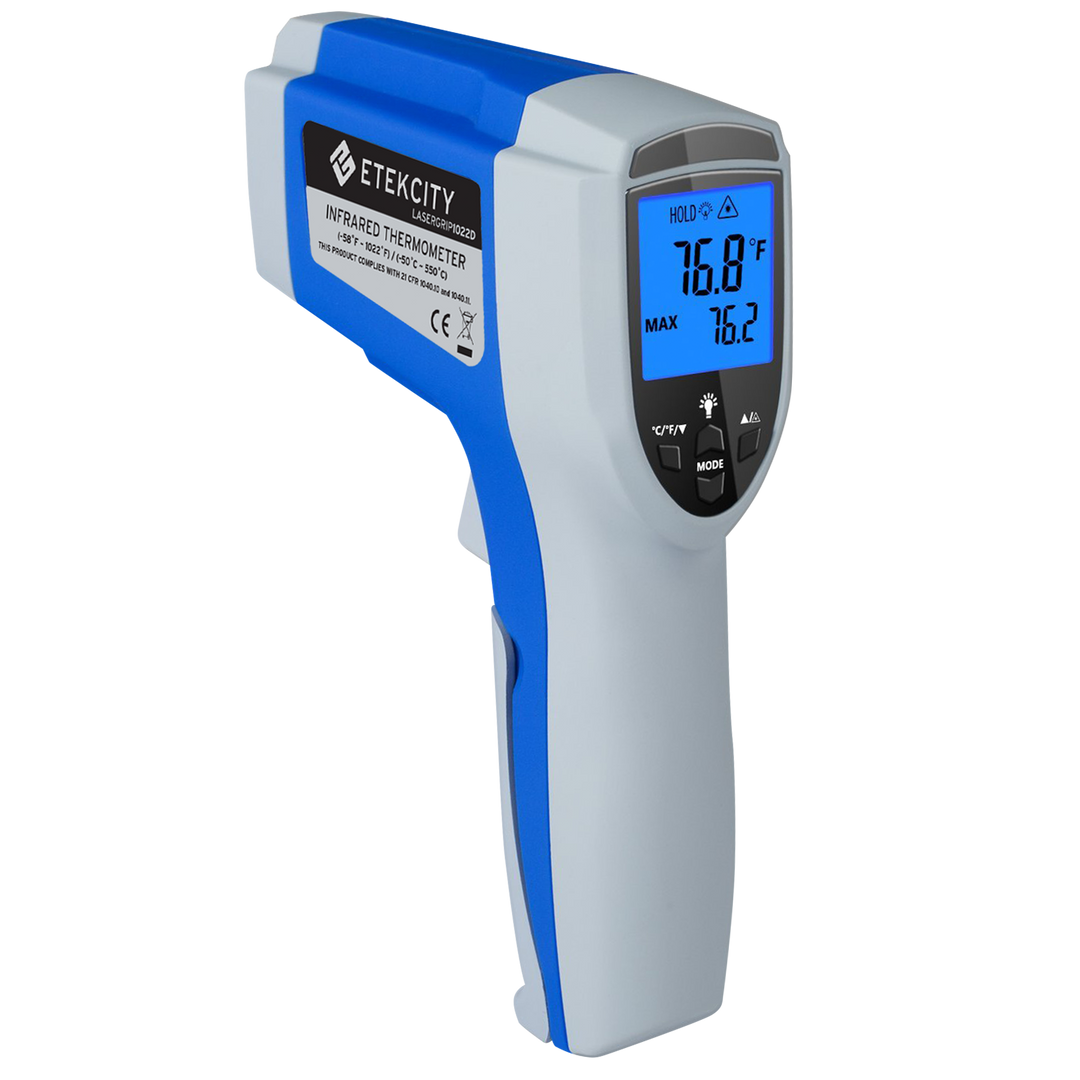 Angled view of Etekcity Lasergrip 1022 Infrared Thermometer 