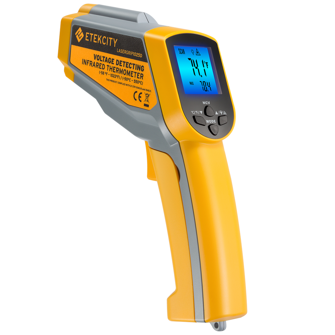 Angled view of Etekcity Voltage Detecting Infrared Thermometer 